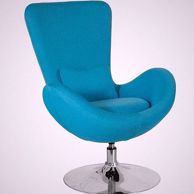 Egg Series Design Reception Lounge Accent Side Chair in Aqua Fabric