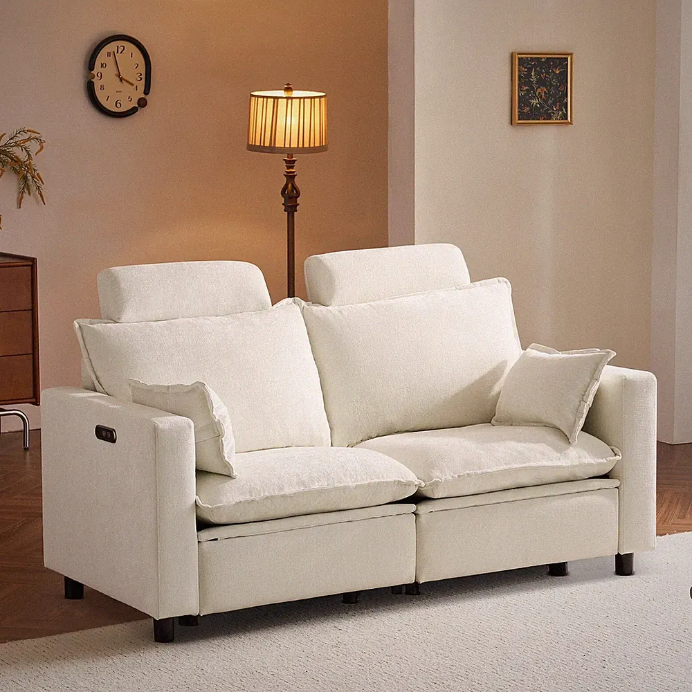 Electric Loveseat Recliner, Power Reclining Sofa with USB Ports, Cloud Couch