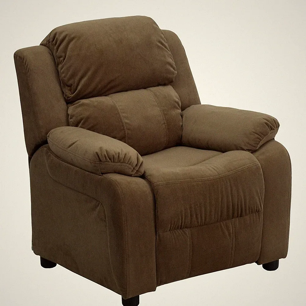 Flash Furniture Charlie Microfiber Kids Recliner with Flip-Up Storage Arms an...