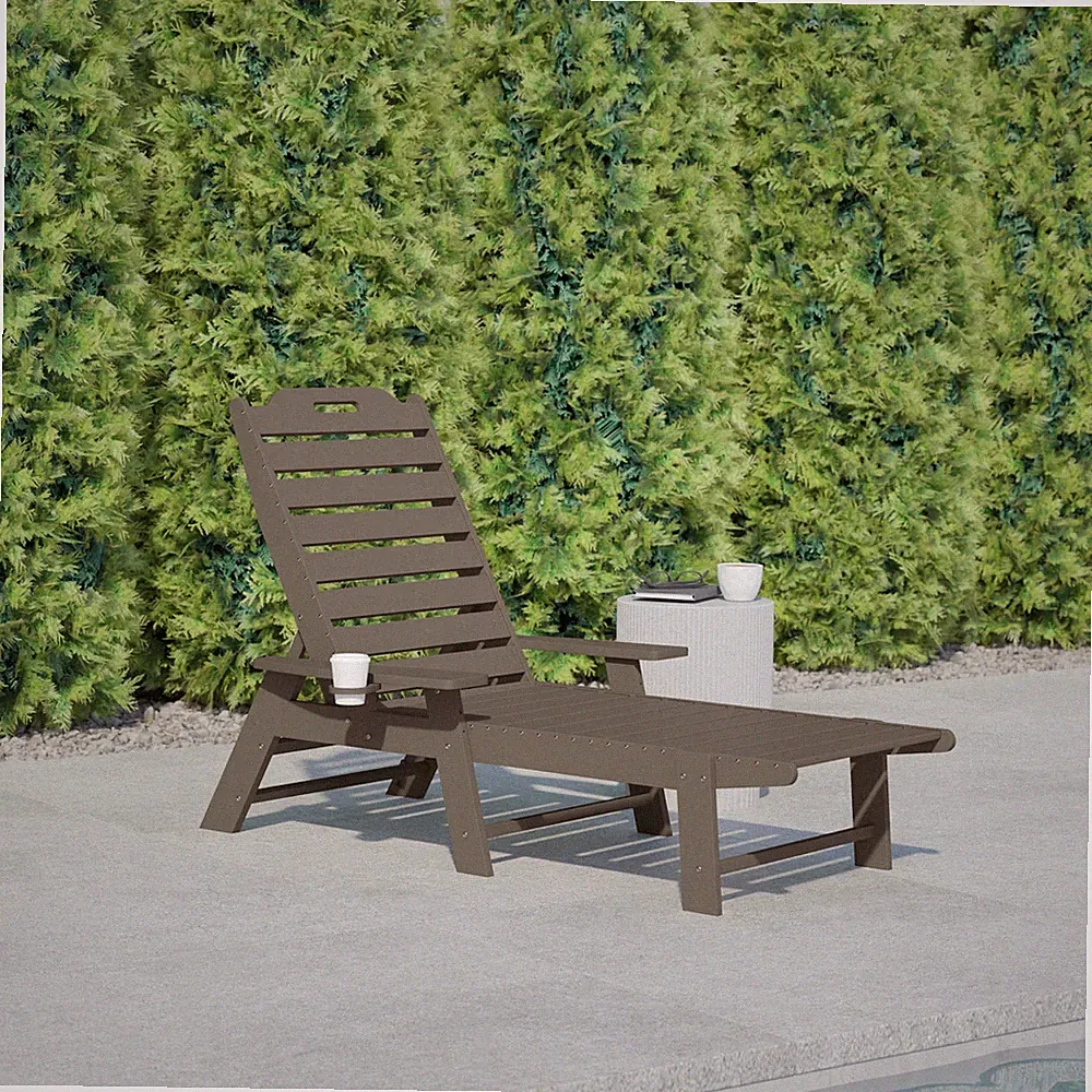 Flash Furniture FFOF50898 Jean 35"W Polyethylene Chaise Chair - Brown