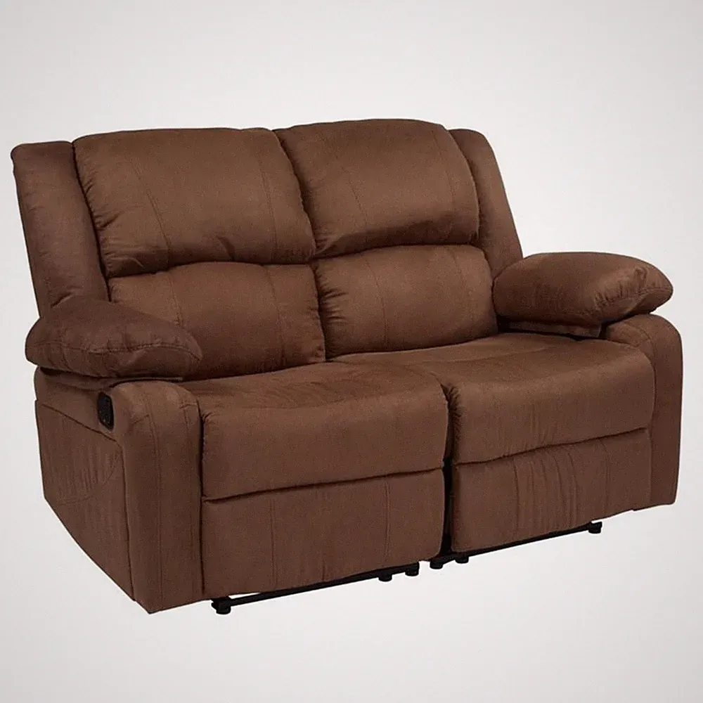 Flash Furniture Harmony Microfiber Upholstered Reclining Loveseat in Brown
