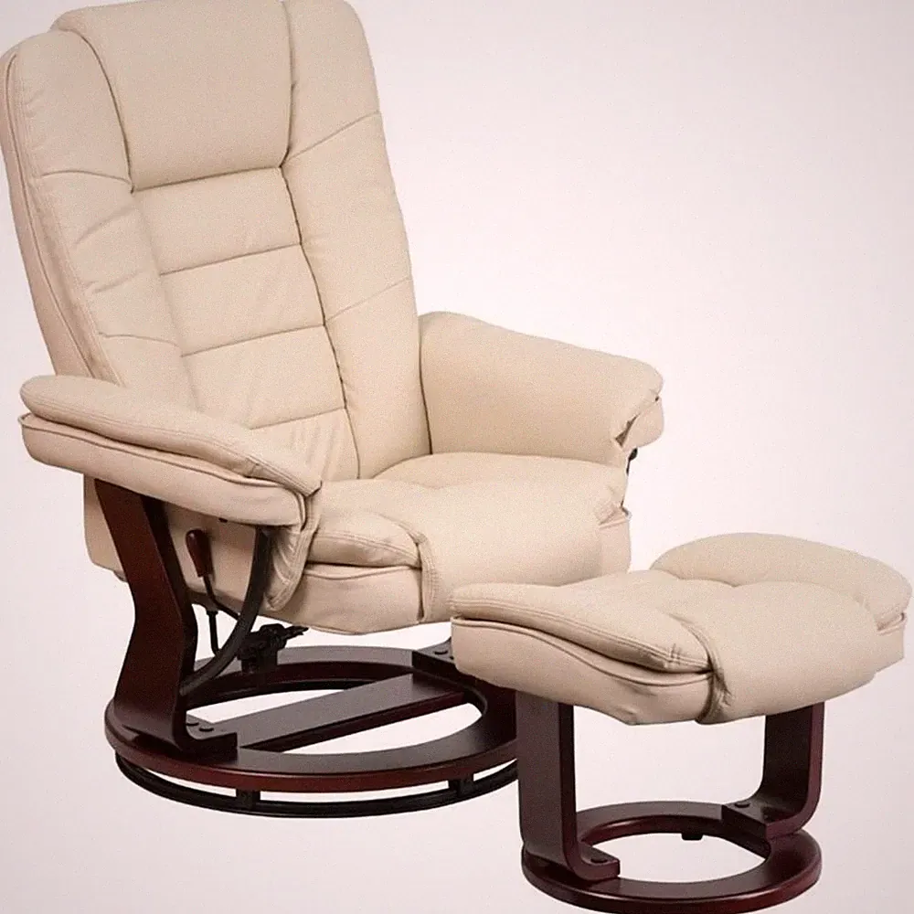 Flash Furniture Leather Recliner in Beige