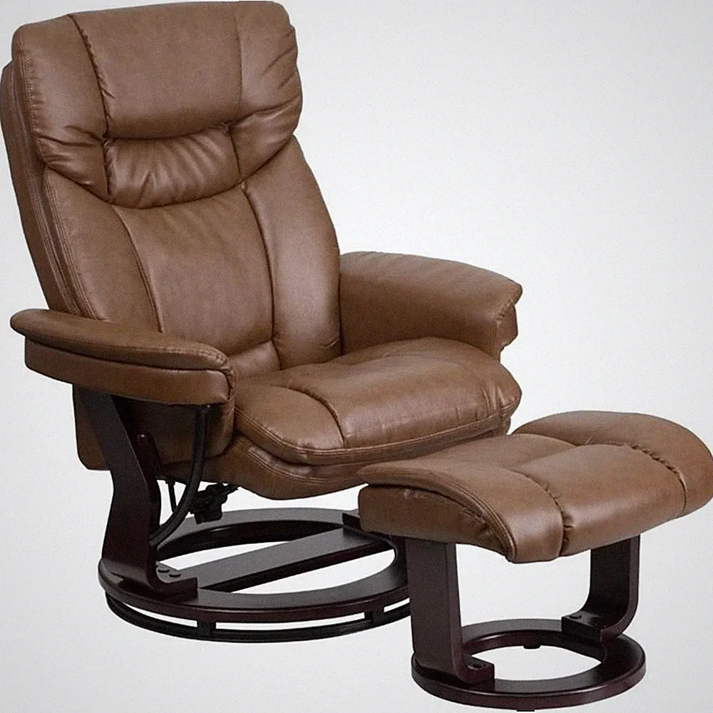 Flash Furniture Leather Recliner in Palimino Brown