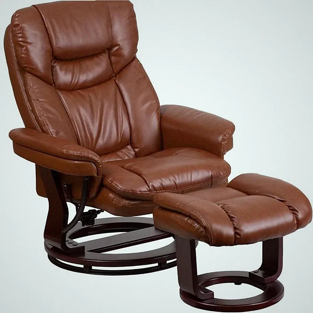 Flash Furniture Leather Recliner in Vintage Brown