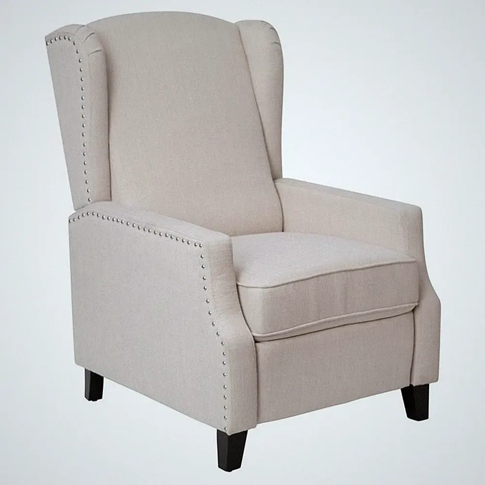 Flash Furniture Prescott Wing Back Fabric Pocket Spring Recliner in Cream