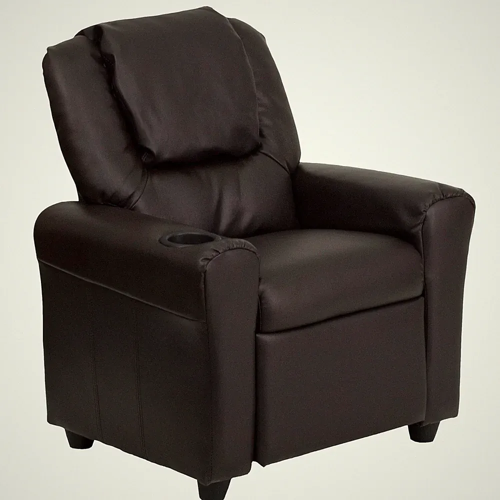 Flash Furniture Vana LeatherSoft Kids Recliner with Cup Holder, Headrest, and