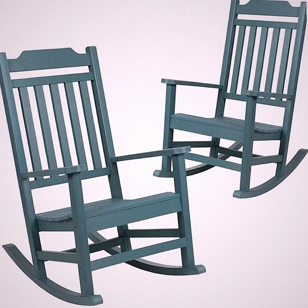 Flash Furniture Winston All-Weather Patio Rocking Chair in Teal (Set of 2)