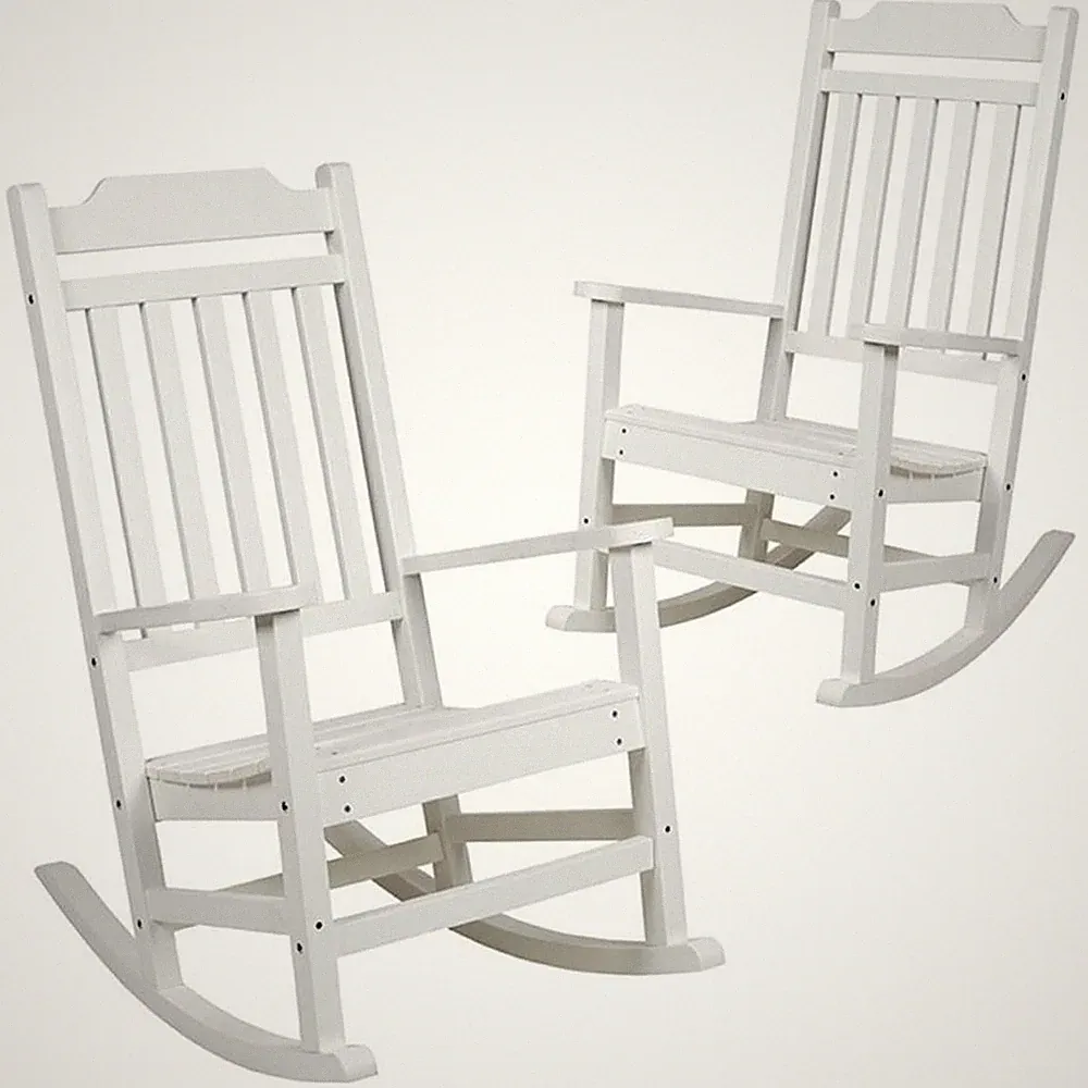 Flash Furniture Winston All-Weather Patio Rocking Chair in White (Set of 2)