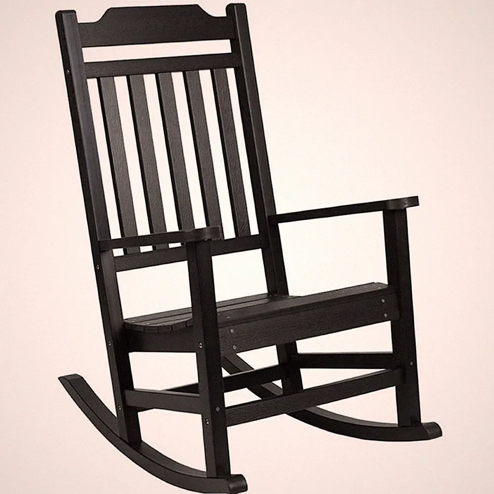 Flash Furniture Winston All-Weather Poly Resin Rocking Chair in Black