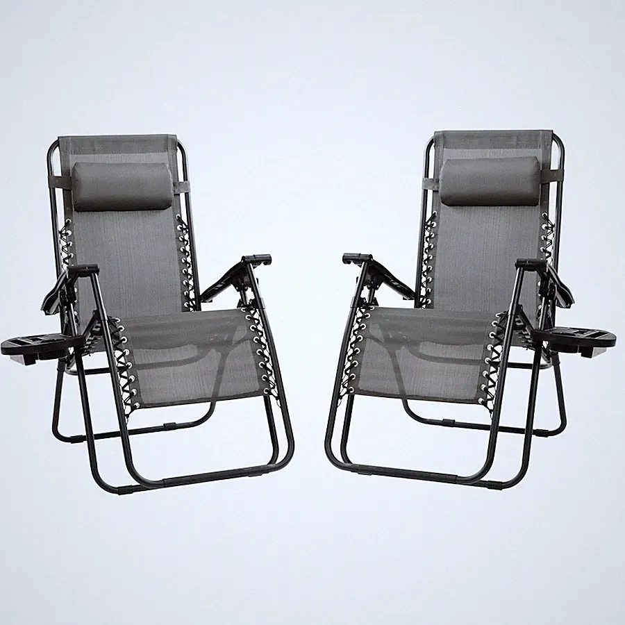 Flash Furniture Zero Gravity Lounge Chair, Gray - 2-GM-103122SS-GR-GG
