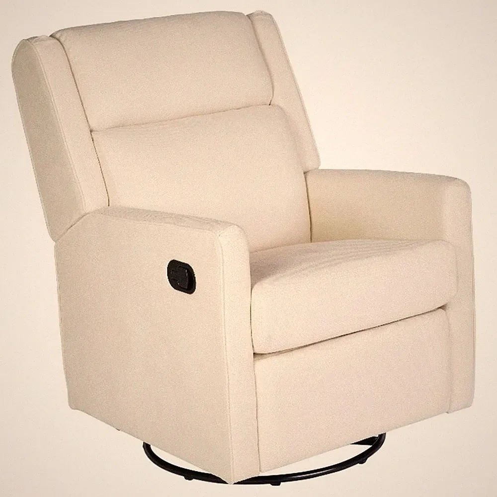 Manual Rocking Recliner Chair with 360 Swivel and Gliding Motion in Cream