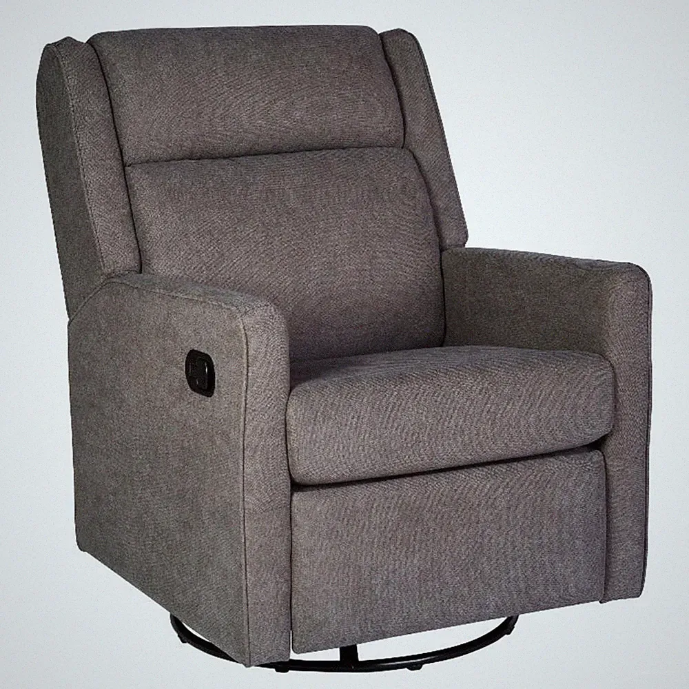 Manual Rocking Recliner Chair with 360 Swivel and Gliding Motion in Dark Gray