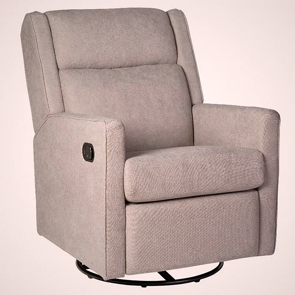 Manual Rocking Recliner Chair with 360 Swivel and Gliding Motion in Light Gray