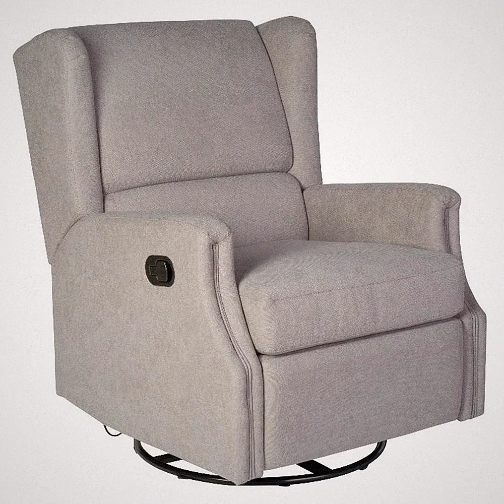 Wingback Manual Rocking Glider Recliner Chair with 360 Swivel in Light Gray